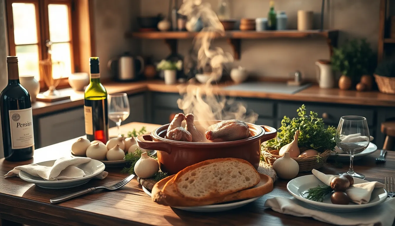 Coq au Vin - French braised chicken in wine