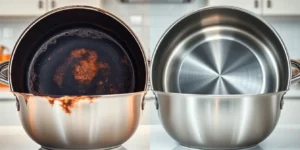 best way to clean a burnt stainless steel pot.png AI generated image using Flux AI